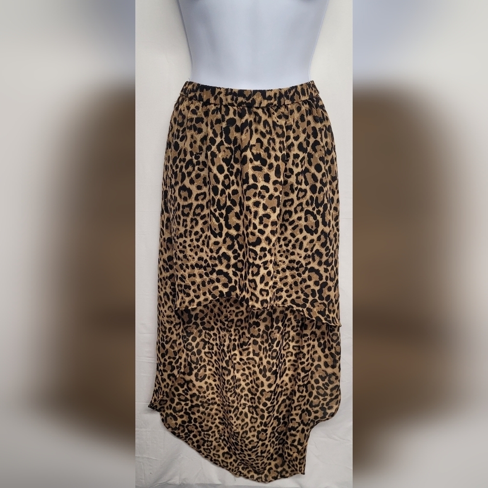 Divided H&M 6 High Low Leopard Skirt Elastic Waist Lined Like New